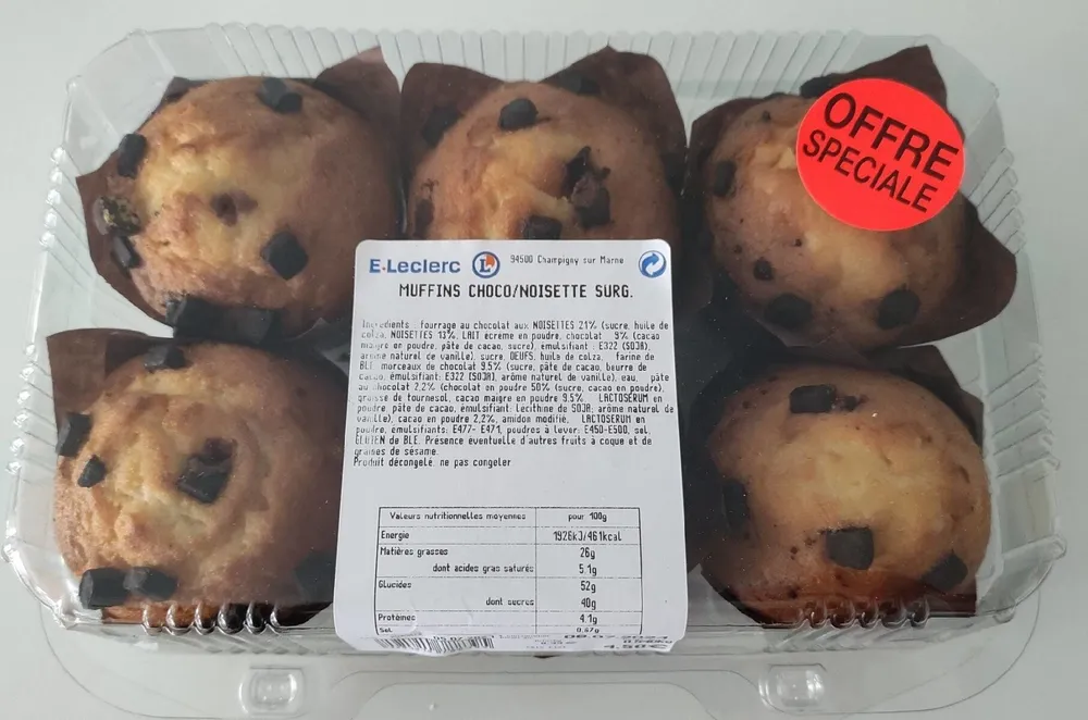 6 muffins choco/noisette