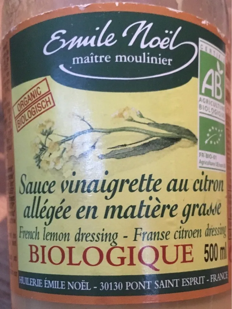 Sauce vinaigrette au citron allemégée en matière grasse