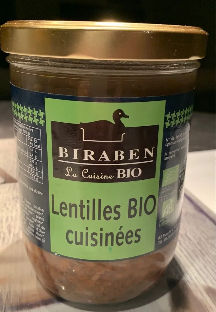 Lentille bio cuisinées