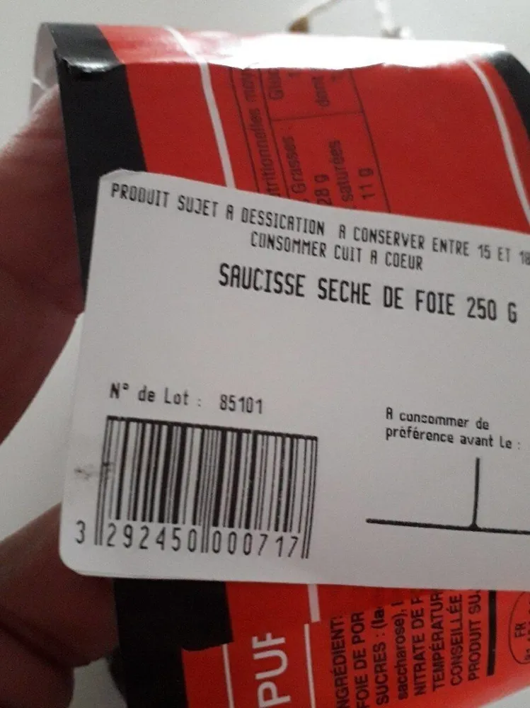 Saucisse seche de foie