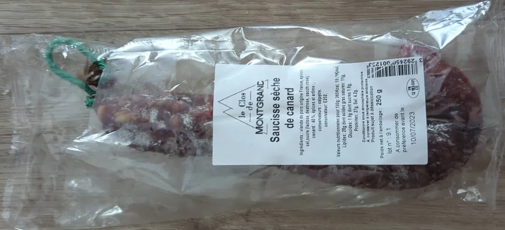 Saucisse sèche de canard
