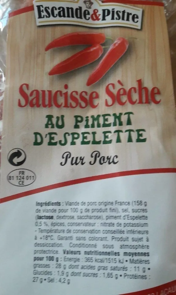 Saucisse sèche au piment d'espelette