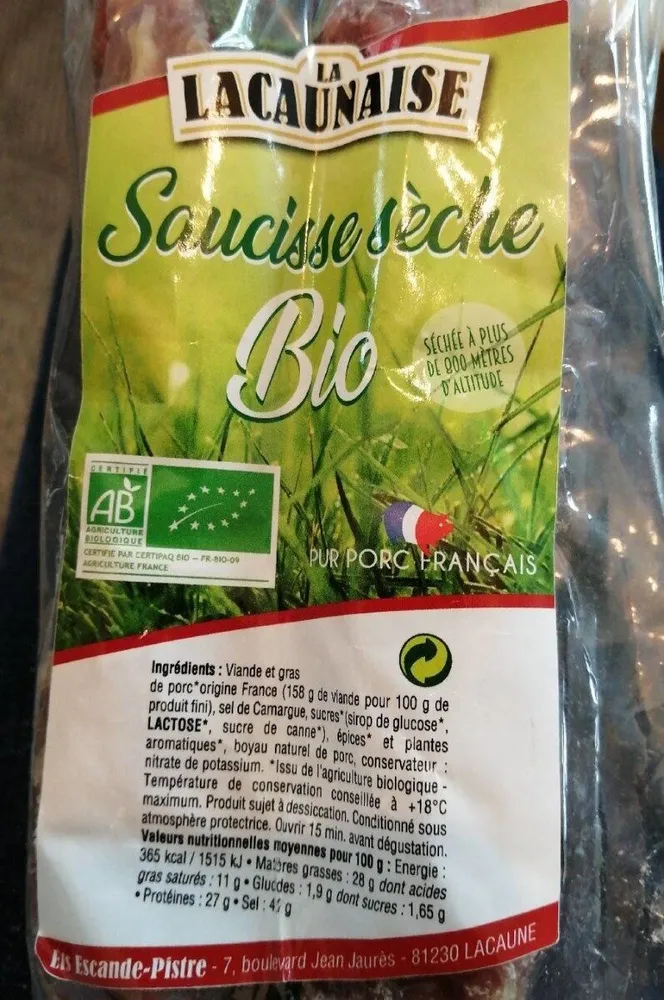Saucisse sèche bio