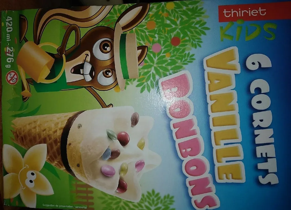 Cornets vanille bonbons.