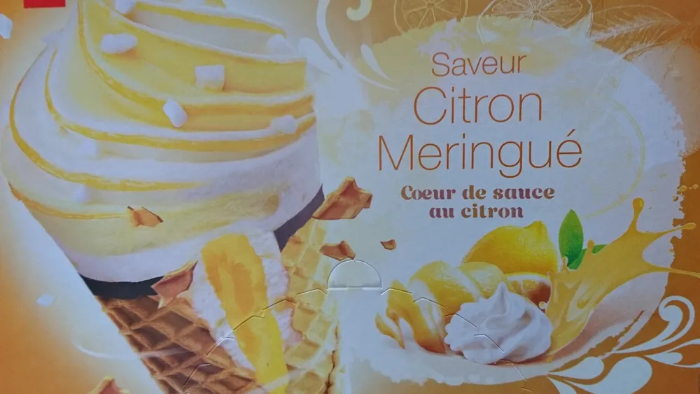 Cornets Exalto saveur citron meringué coeur de sauce citron