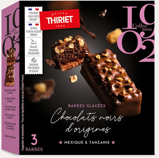 3 Barres glacées chocolats noirs d'origine