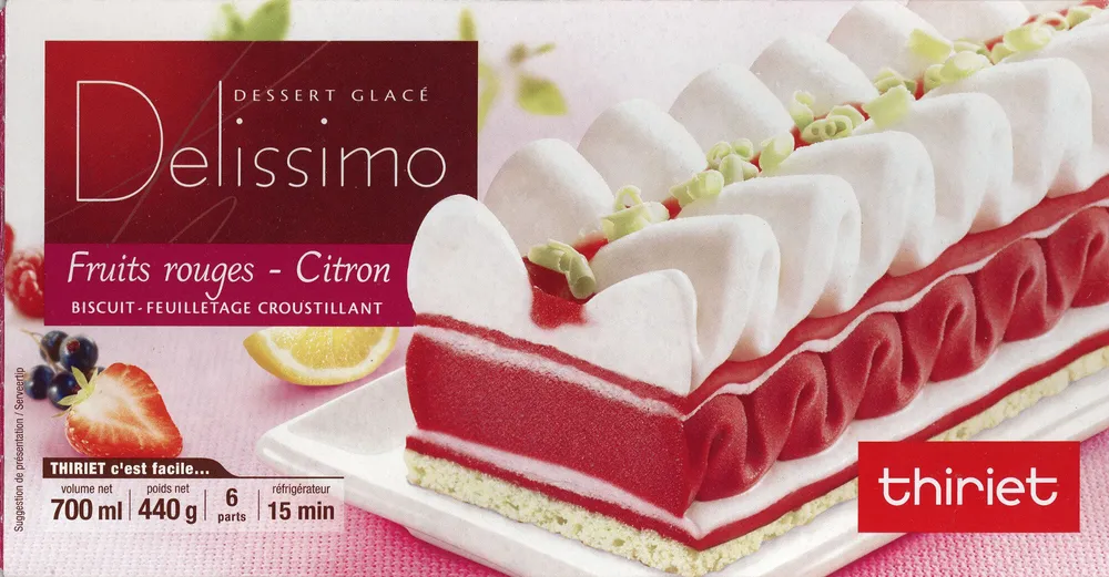 Dessert glacé Delissimo Fruits Rouges Citron Biscuit