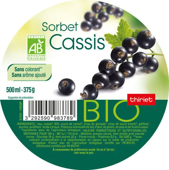 Sorbet cassis, Bio