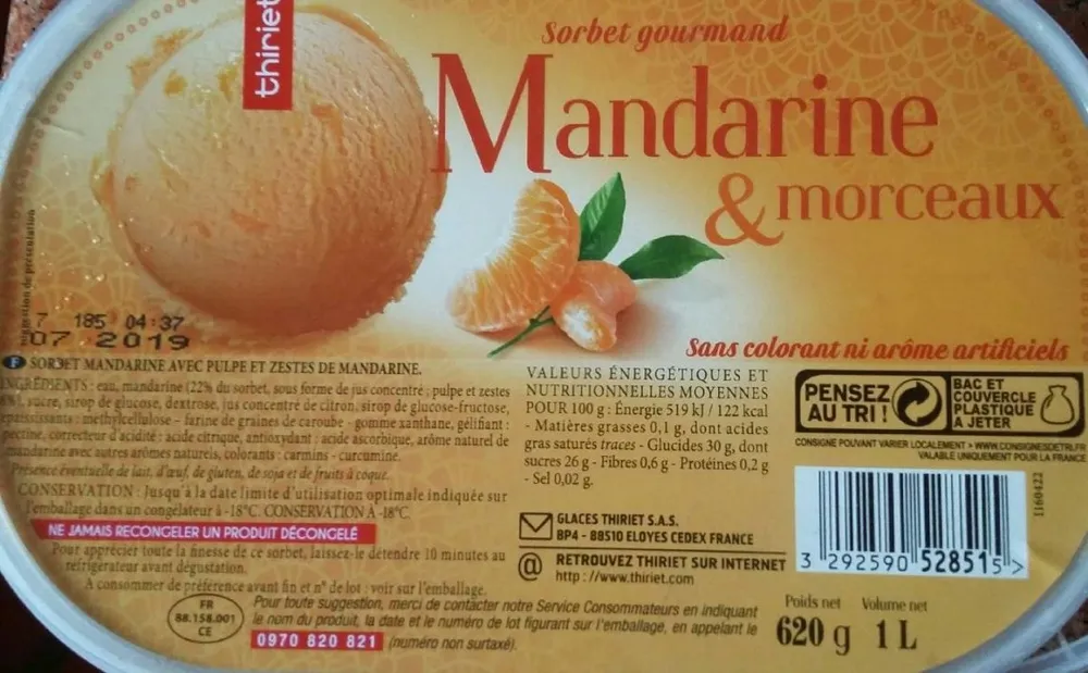 Sorbet Mandarine & morceaux