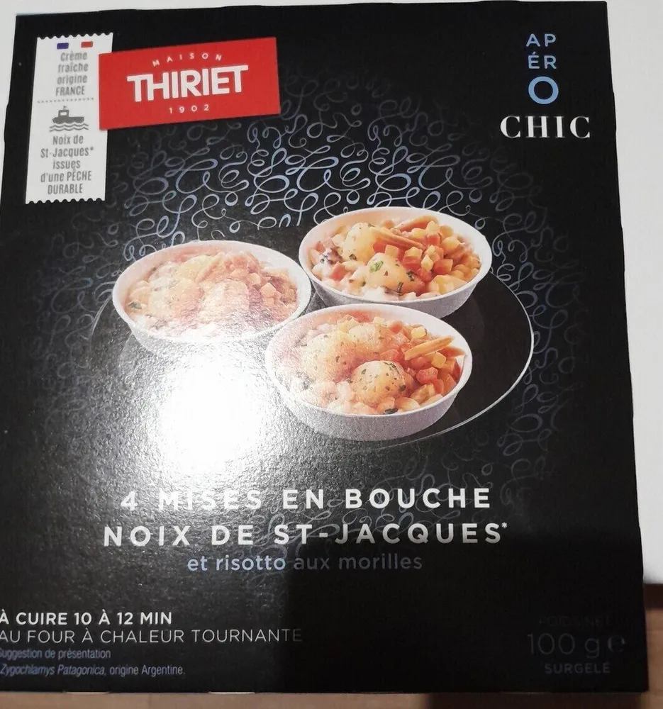 Mise en bouche noix de Saint Jacques et risotto aux morilles