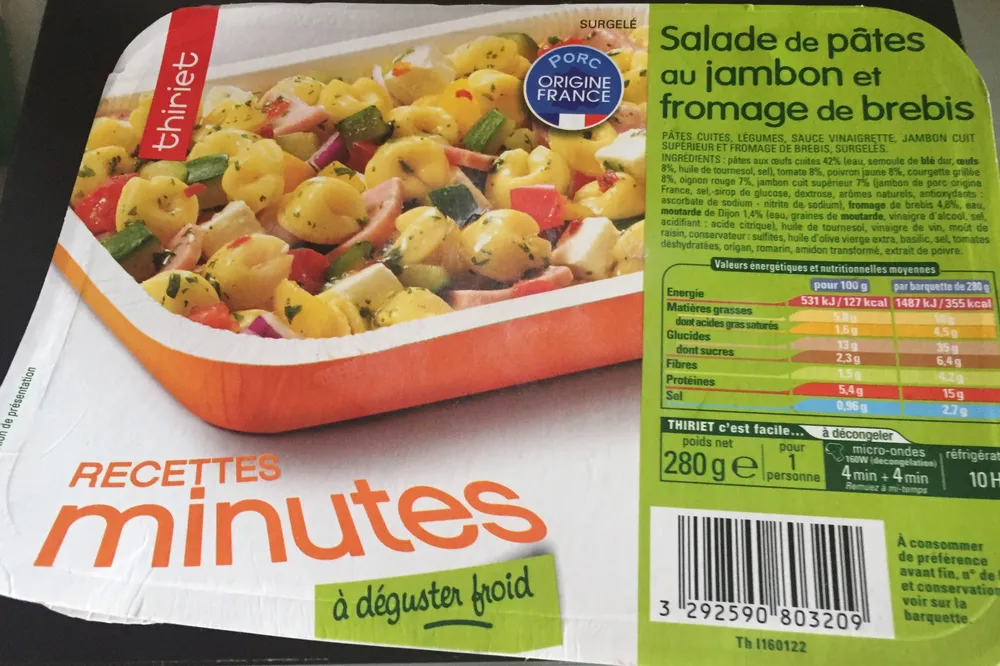 Salade de pâtes au jambon et fromage de brebis