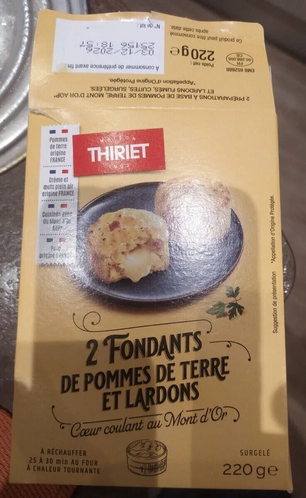 2 fondants de pommes de terre et lardons