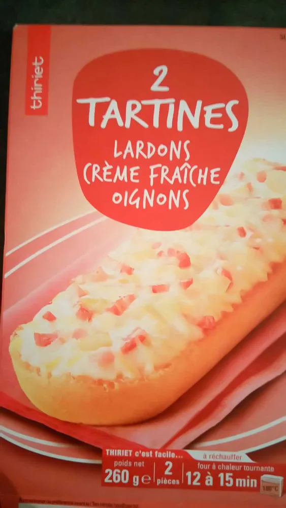 Tartines Lardons-Crème Fraîche-Oignons