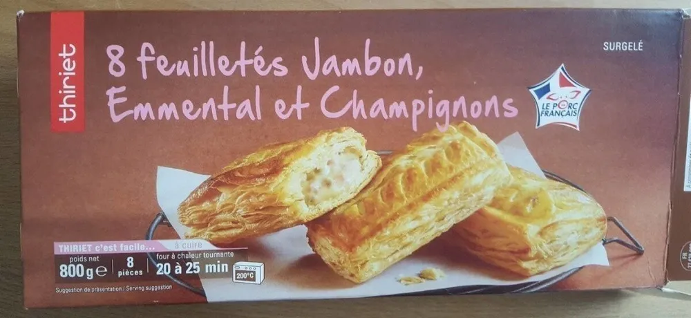8 feuilletés jambon emmental champignons