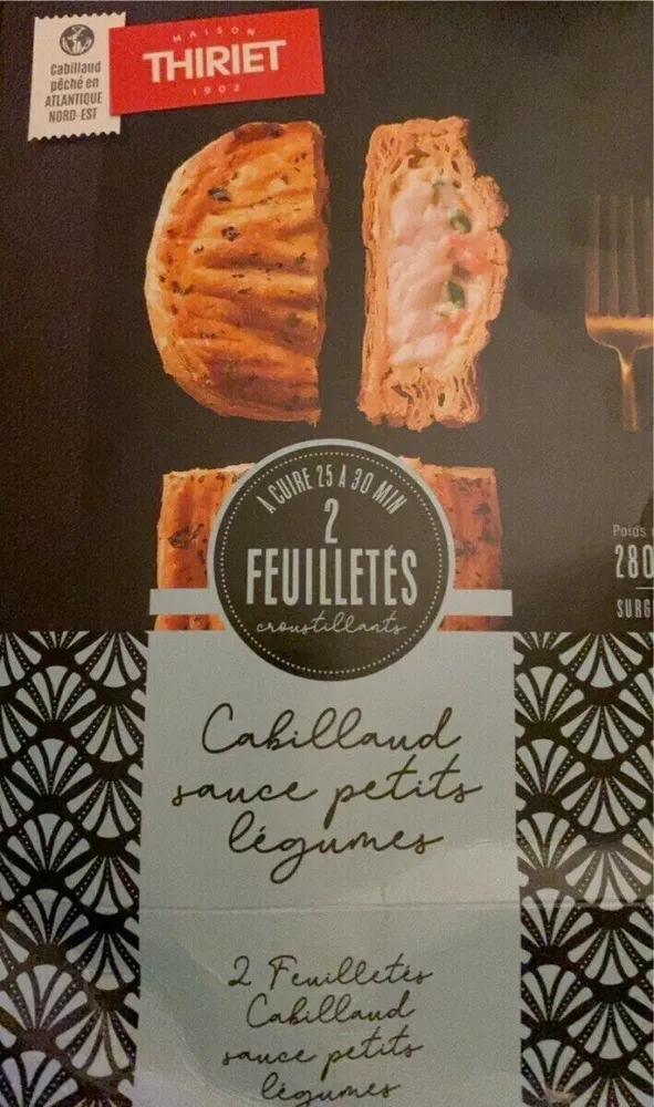 Feuilleté cabillaud sauce petits légumes