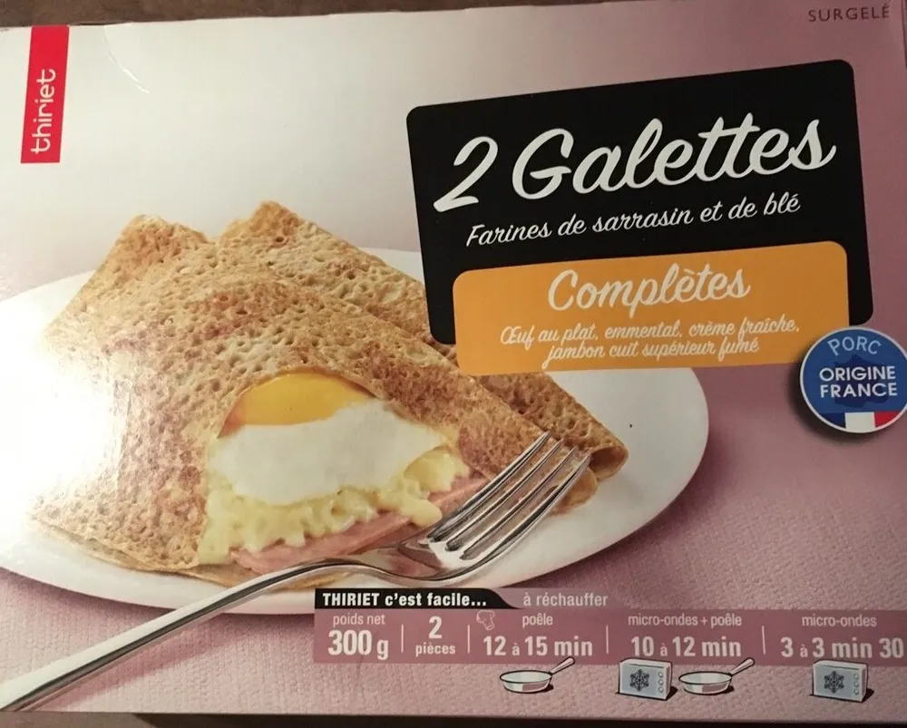 Galettes farine de sarrasin et de blé complète oeuf emmental crème fraîche jambon cuit