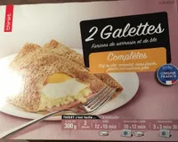 Galettes farine de sarrasin et de blé complète oeuf emmental crème fraîche jambon cuit