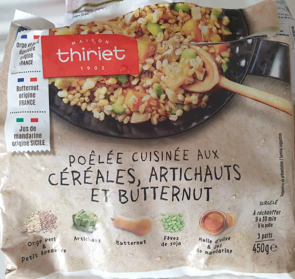 Poêlée céréales, artichauts et butternut