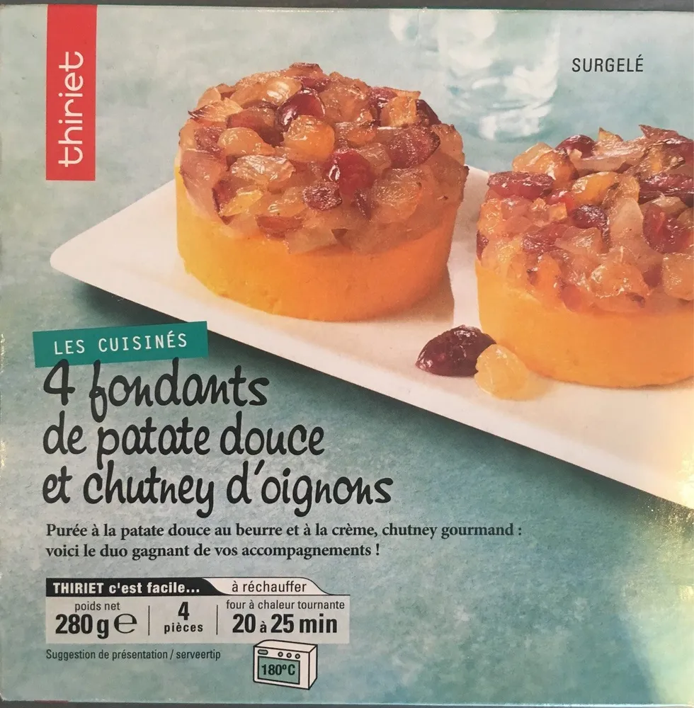 4 fondants de patate douce et chutney d oignons