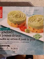4 fondants de pomme de terre, tomates mi-sechees et purée de fèves