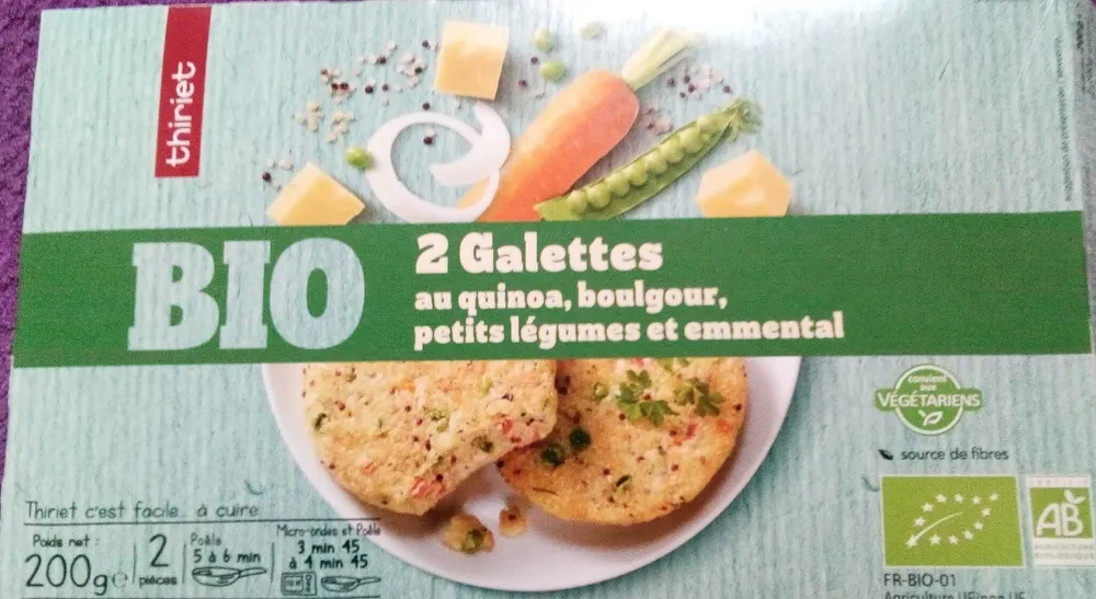 Galette au quinoa boulgour petits légumes et emmental