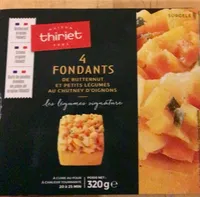 4 fondants de butternut et petits legumes au chutney d’oignons