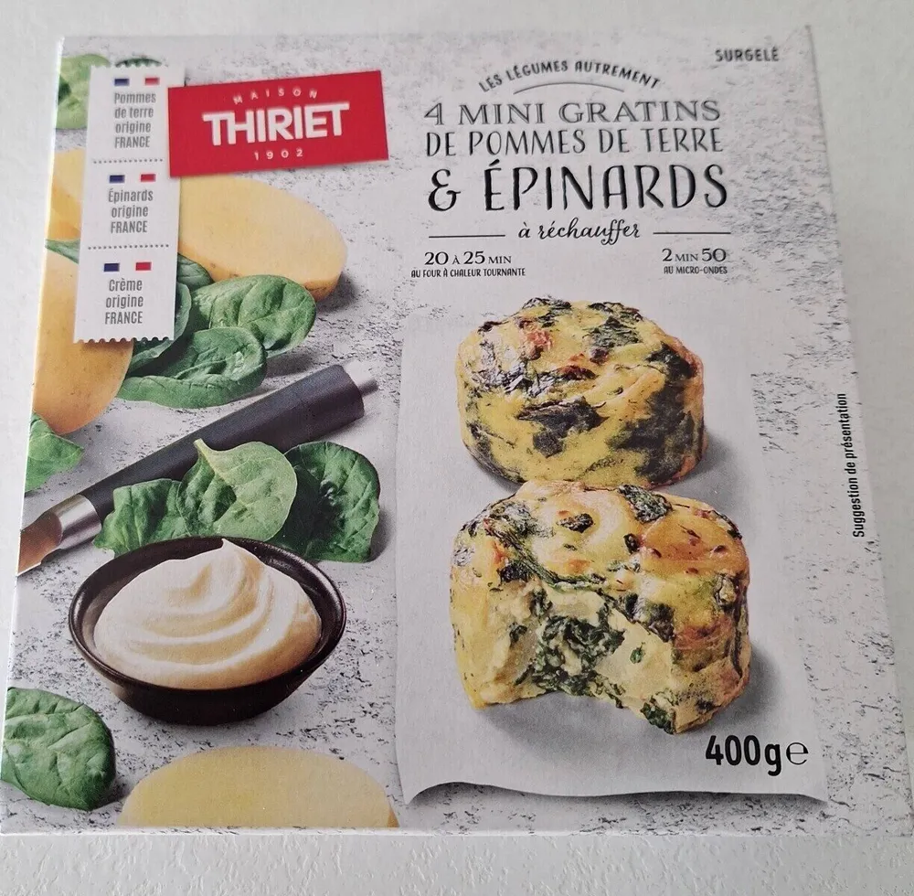 4mini gratins de Pommes de Terre et Epunards
