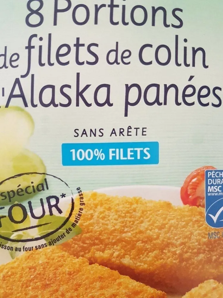 8 portions de filets de colin d'alaska panees