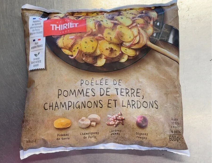Poêlée de pommes de terre, champignons et lardons