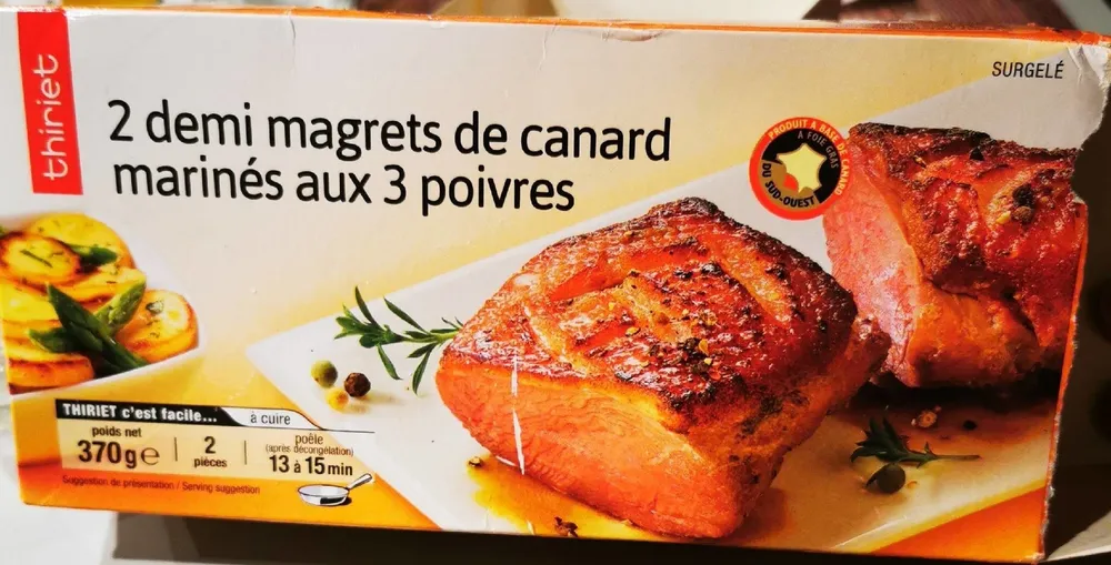 2 demi magrets de canard mariné aux trois poivres