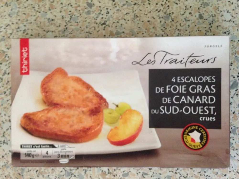 4 escalopes de foie gras de canard du sud ouest crues