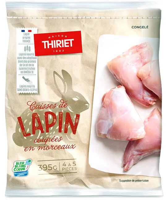 Cuisses de lapin coupées en morceaux