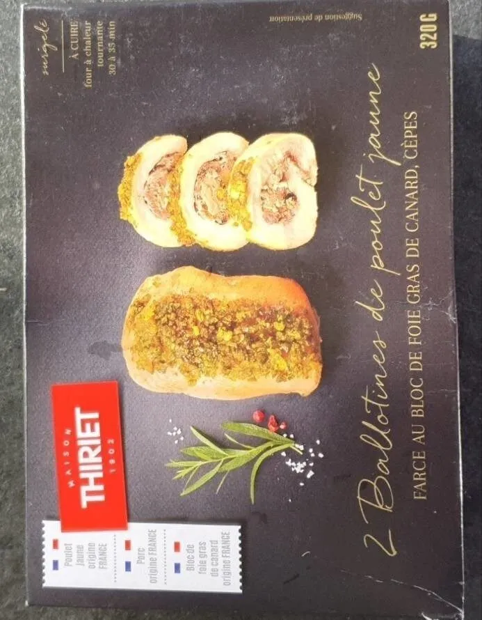 2 ballottines de poulet jaune farce au bloc de foie gras