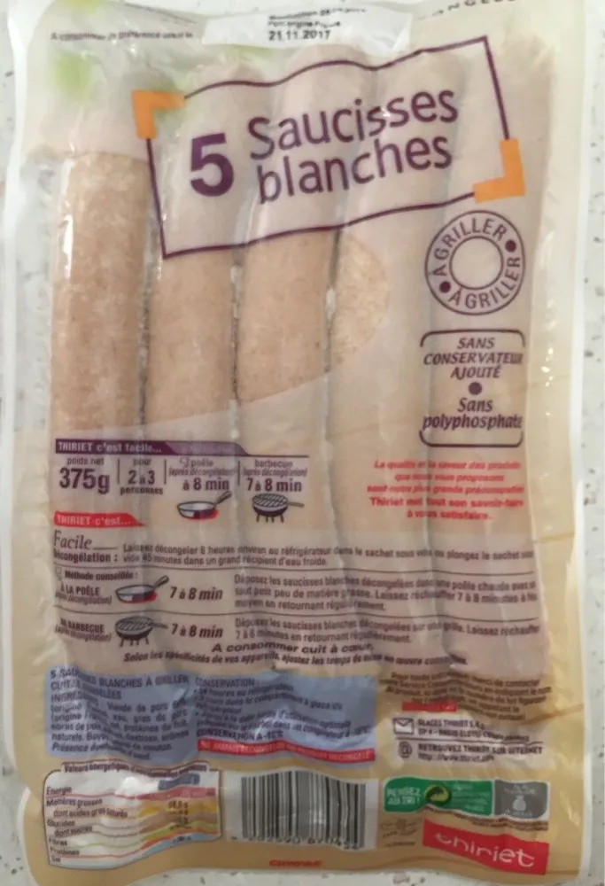 5 saucisses blanches