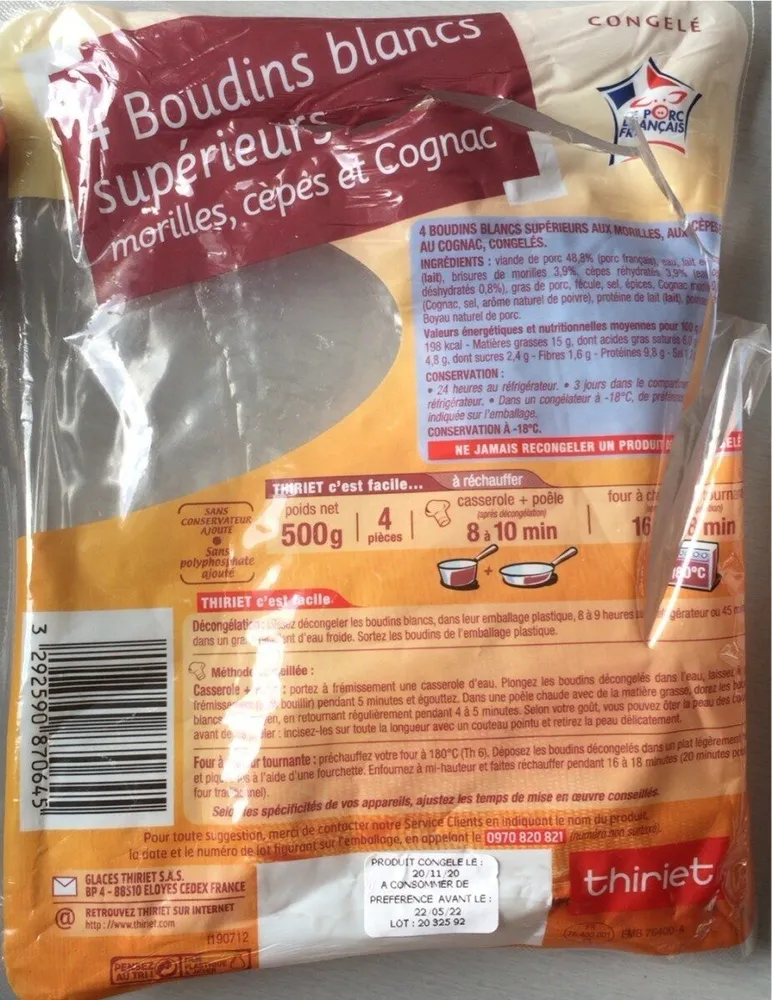 Boudins blancs supérieurs morilles, cèpes et cognac