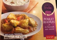 Poulet au curry Madras et riz basmati aux raisins