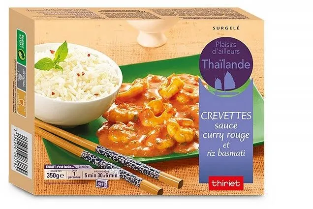 Crevettes sauce curry rouge et riz basmati