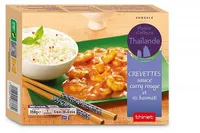 Crevettes sauce curry rouge et riz basmati
