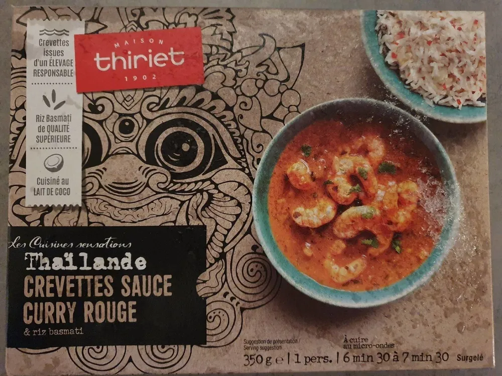 Crevettes sauce curry rouge