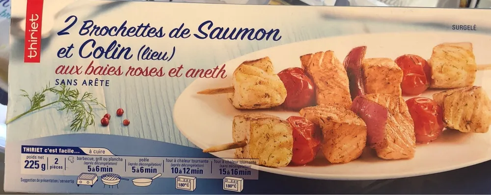 2 brochettes de saumon et colin
