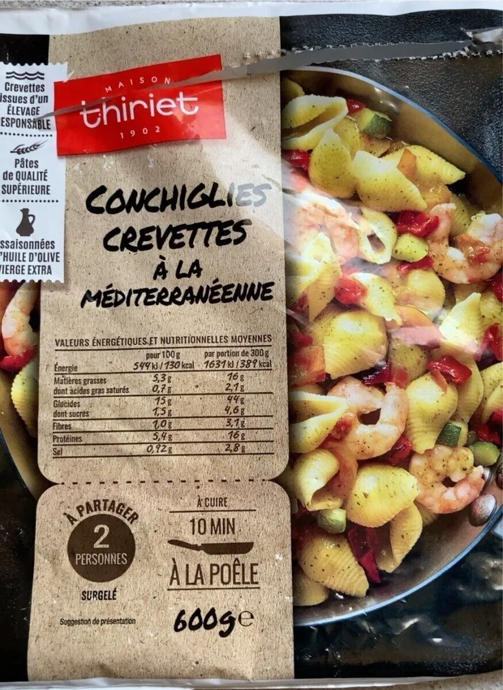 Conchiglies crevettes à la méditerranéenne