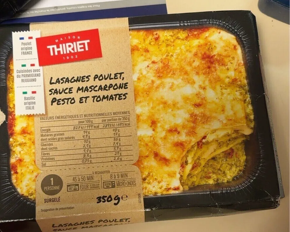 Lasagnes poulet sauce mascarpone pesto et tomates