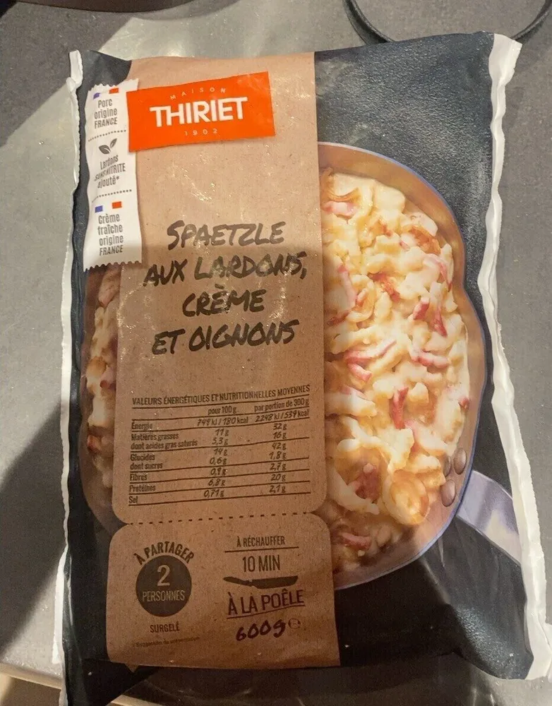 Spaetzle aux lardonc creme et oignons