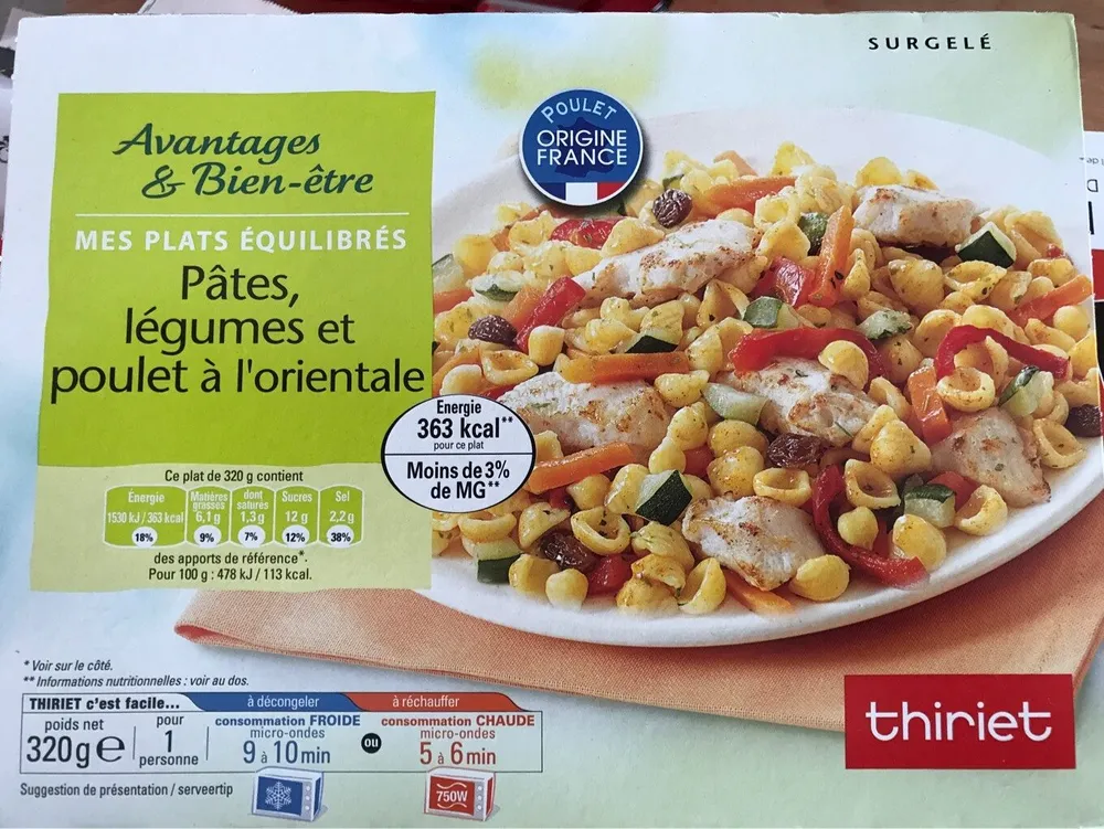 Pâtes legumes et poulet à l’orientale