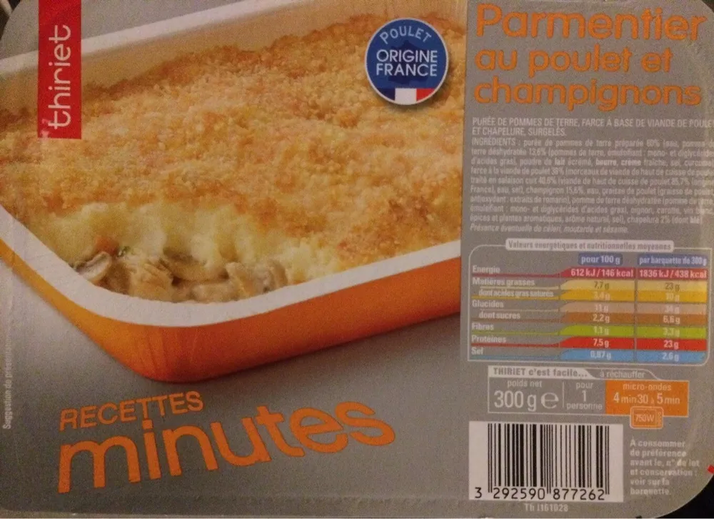 Parmentier au poulet et champignons