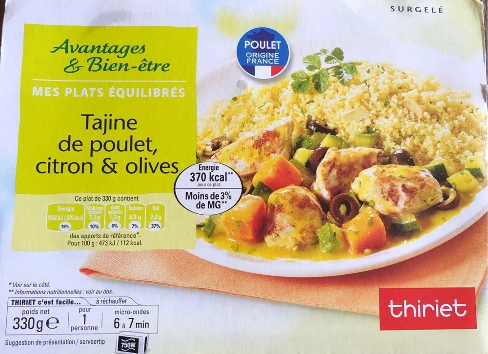 Tajine de poulet citron et olive