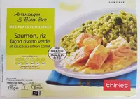 Saumon, riz façon risotto verde et sauce au citron confit