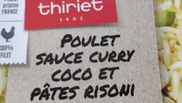 Poulet sauce curry coco et pâtes risoni