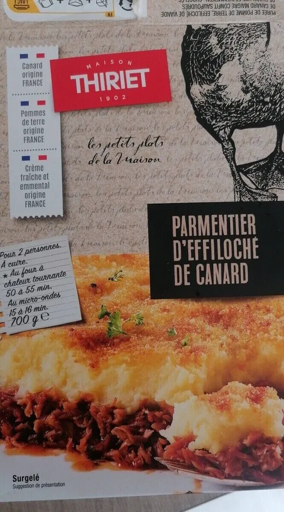 Parmentier d'effiloché de canard