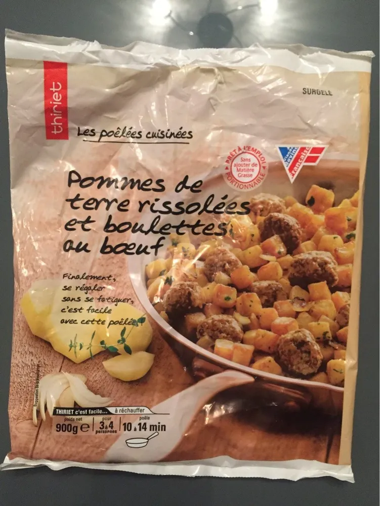 Pommes de terre rissolées et boulettes au boeuf
